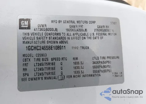 2011 Chevrolet Silverado 1500 Lt z USA, uszkodzony, nr VIN 3GCPCSE06BG145987